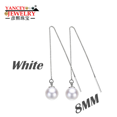 Brand promotion Naturel pearl Drop earrings - 8-9mm - 3 color - for girl best gift , S925 silver, Simple new fashion