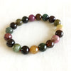 Brazil Natural Genuine Colorful Purple Green Pink Blue Tourmaline Multi-color Bracelet Round beads 10mm 05181