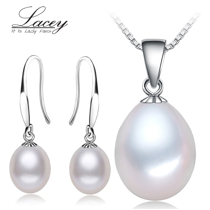 Bridal pearl jewelry set women 925 silver,genuine natural pearl set jewelry mother trendy pendant girlfriend gifts