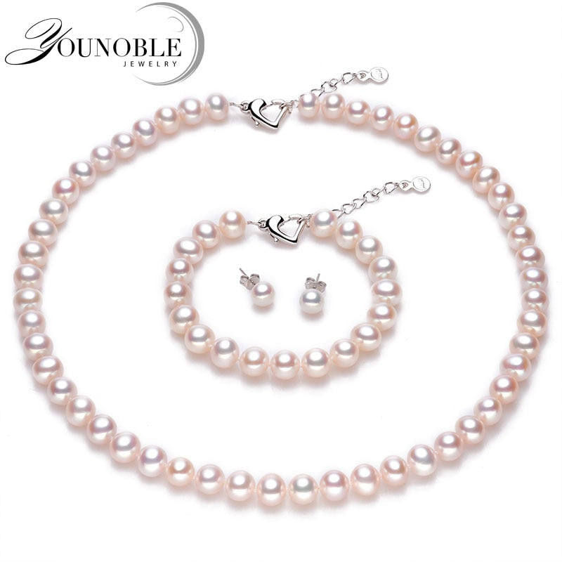 Bridal girls jewelry sets natural pearl jewelry set bridesmaid,cultured pearl necklace jewelry sets conjuntos joyas de perlas