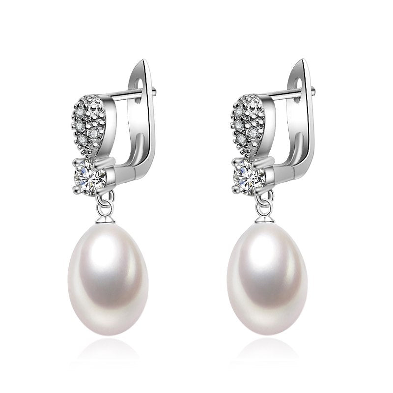 Bridal real 925 silver drop pearl earring for women,natural black pearl earrings daughter gift