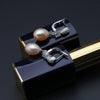 Bridal real 925 silver drop pearl earring for women,natural black pearl earrings daughter gift
