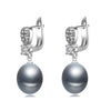 Bridal real 925 silver drop pearl earring for women,natural black pearl earrings daughter gift