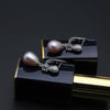 Bridal real 925 silver drop pearl earring for women,natural black pearl earrings daughter gift