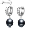 Bridal real 925 sterling silver drop pearl earring for women,annivesary girl gift natural black pearl earrings
