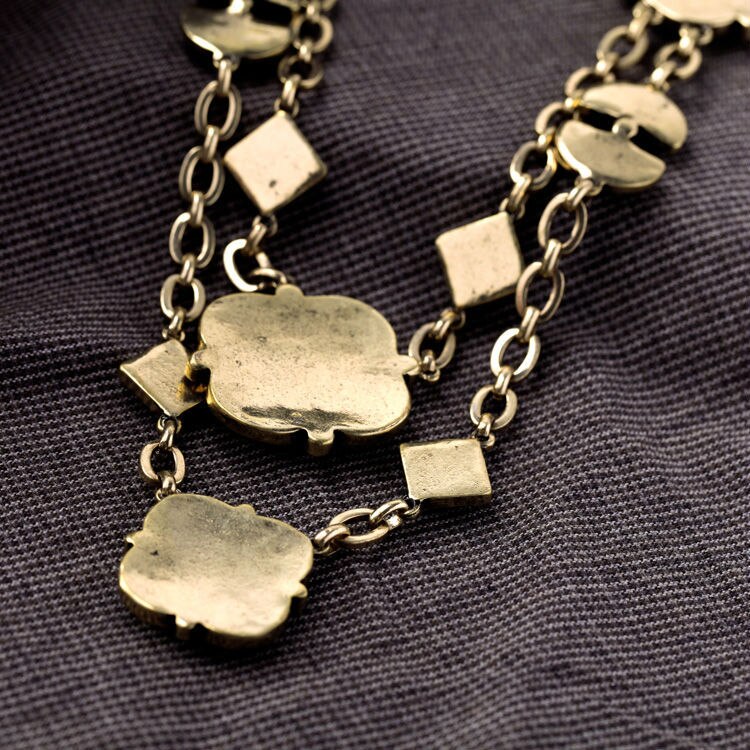 Bright Color Extension Chain Summer Fresh Resin Opaque Gem Flower Geometric Layer Purple Necklace