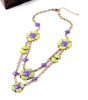 Bright Color Extension Chain Summer Fresh Resin Opaque Gem Flower Geometric Layer Purple Necklace