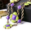 Bright Color Extension Chain Summer Fresh Resin Opaque Gem Flower Geometric Layer Purple Necklace