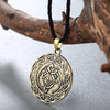 Bronze Round Women Vintage Necklace Valknut Double Side Viking Slavic talisman Knot Celtic Dragon Pendant Necklace Chokers