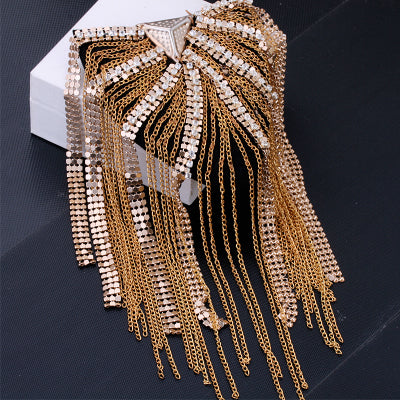 Brooch Chain Rivet Punk Style Epaulet Gold Color Shoulder Strap Men And Women Epaulette Brooch Jewelry Accessories Pin Broche