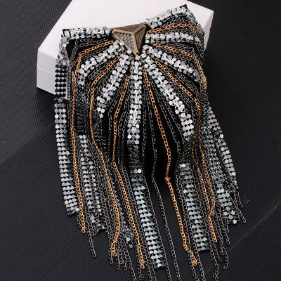 Brooch Chain Rivet Punk Style Epaulet Gold Color Shoulder Strap Men And Women Epaulette Brooch Jewelry Accessories Pin Broche