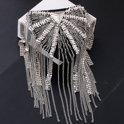 Brooch Chain Rivet Punk Style Epaulet Gold Color Shoulder Strap Men And Women Epaulette Brooch Jewelry Accessories Pin Broche