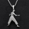 Bruce Lee Pendant Necklace Chinese Kung Fu Bling Iced Out Micro Pave Zircon Idol Hip Hop Pendant Jewelry