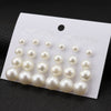 Btuamb 12 pairs/ set Simulated Pearl Earrings for Women Jewelry Bijoux Brincos Pendientes Mujer Big Small Ball Stud Earrings