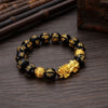 Buddhism Feng Shui Obsidian Stone Beads Bracelet Men Women Unisex Brave Troops Wristband Gold Black Pixiu Wealth Lucky Bracelets