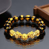 Buddhism Feng Shui Obsidian Stone Beads Bracelet Men Women Unisex Brave Troops Wristband Gold Black Pixiu Wealth Lucky Bracelets