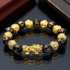 Buddhism Feng Shui Obsidian Stone Beads Bracelet Men Women Unisex Brave Troops Wristband Gold Black Pixiu Wealth Lucky Bracelets