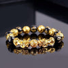 Buddhism Feng Shui Obsidian Stone Beads Bracelet Men Women Unisex Brave Troops Wristband Gold Black Pixiu Wealth Lucky Bracelets