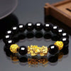 Buddhism Feng Shui Obsidian Stone Beads Bracelet Men Women Unisex Brave Troops Wristband Gold Black Pixiu Wealth Lucky Bracelets