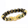 Buddhism Feng Shui Obsidian Stone Beads Bracelet Men Women Unisex Brave Troops Wristband Gold Black Pixiu Wealth Lucky Bracelets