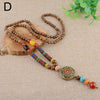 Buddhist Wood Beaded Pendant Necklace Elegant Vintage Long Ethnic Bohemian Buddha Lucky Jewelry on The Neck