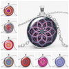 Buddhist Yoga Mandala Glamour Girl Famous Wind Kaleidoscope Series Time Glass Gem Necklace Round Pendant Choker Necklace