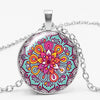 Buddhist Yoga Mandala Glamour Girl Famous Wind Kaleidoscope Series Time Glass Gem Necklace Round Pendant Choker Necklace