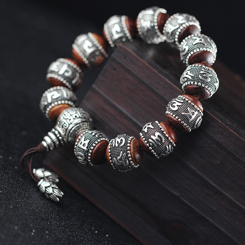 Buddhist supplies] Zuyin jewelry silver jewelry Seiko six words ebony Unisex Bracelets