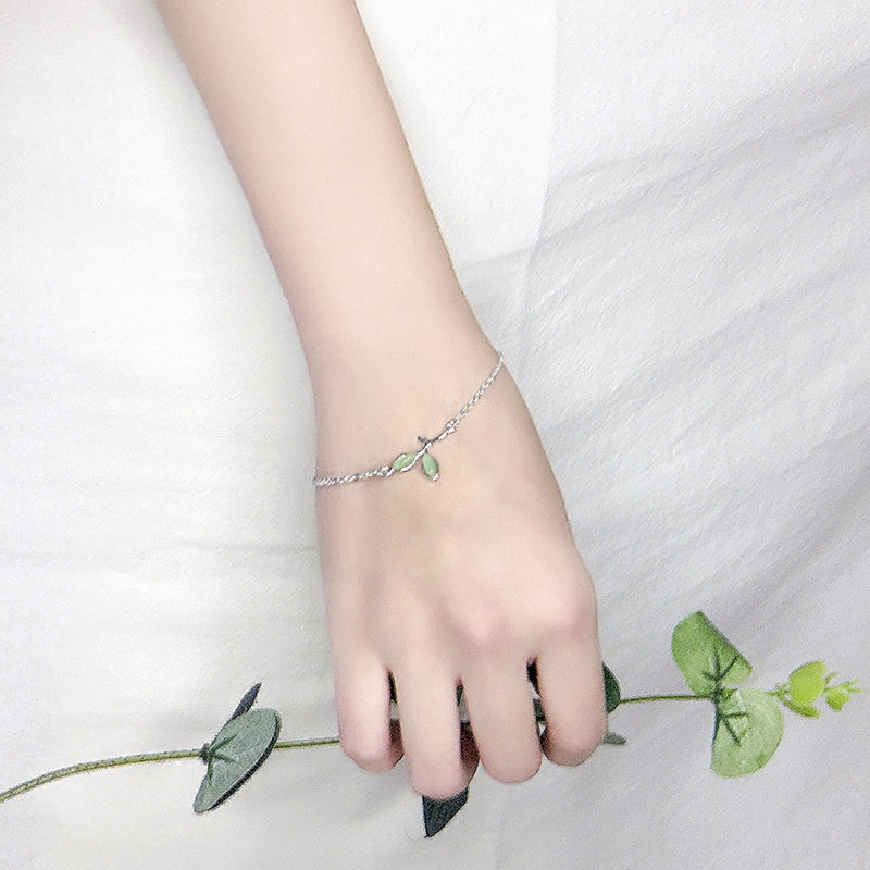 Buds Leaves Bracelets For Women S925 Sterling Silver Natural Smoky Quartz Small Fresh Forest Style Fine Jewelry Bracelet
