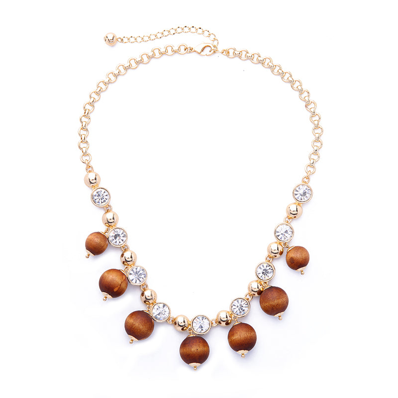 Bulk Price 2020 New Design Crystal Brown Wooden Beads Necklace For Women Fashion Jewelry Aliexpress Online Shopping