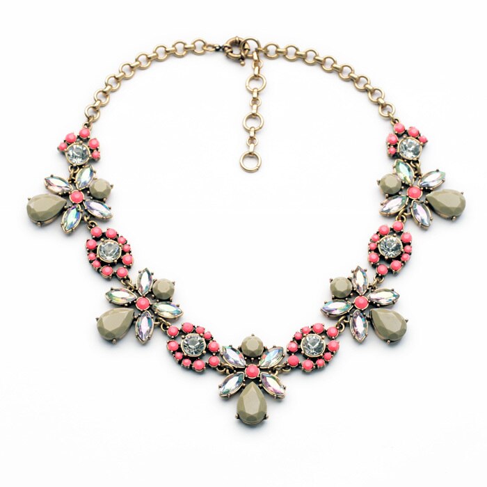 Bulk Price Jewelry of the Hottest  Women Resin Plant Shiny Gold Color Choker Necklace