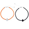 Bulk Price Trendy Imitation Leather Braided Choker Necklace Black Orange Square Charm Handmade Women Necklace