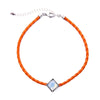 Bulk Price Trendy Imitation Leather Braided Choker Necklace Black Orange Square Charm Handmade Women Necklace
