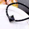 Bulk Price Trendy Imitation Leather Braided Choker Necklace Black Orange Square Charm Handmade Women Necklace