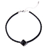Bulk Price Trendy Imitation Leather Braided Choker Necklace Black Orange Square Charm Handmade Women Necklace