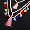 Bulk Price Trendy Jewelry Long Chunky Cotton Tassel Necklace  Round Acrylic Pearl Vintage Maxi Necklace