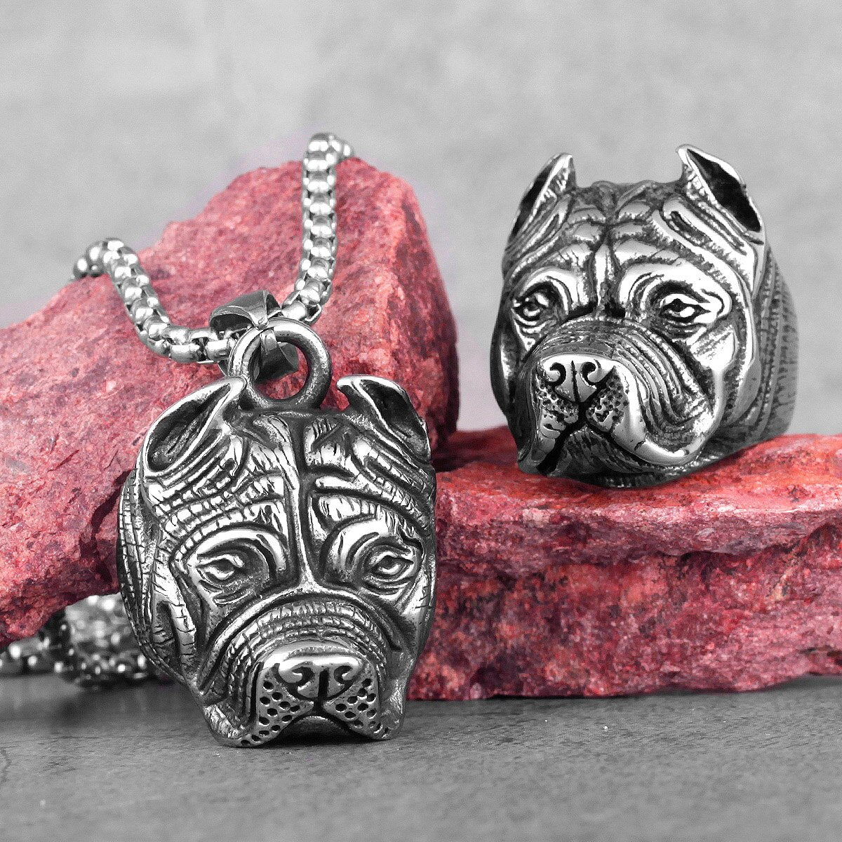 Bull Dog Animal Stainless Steel Men Necklaces Pendants Chain Punk Hip Hop for Boyfriend Male Jewelry Creativity Gift