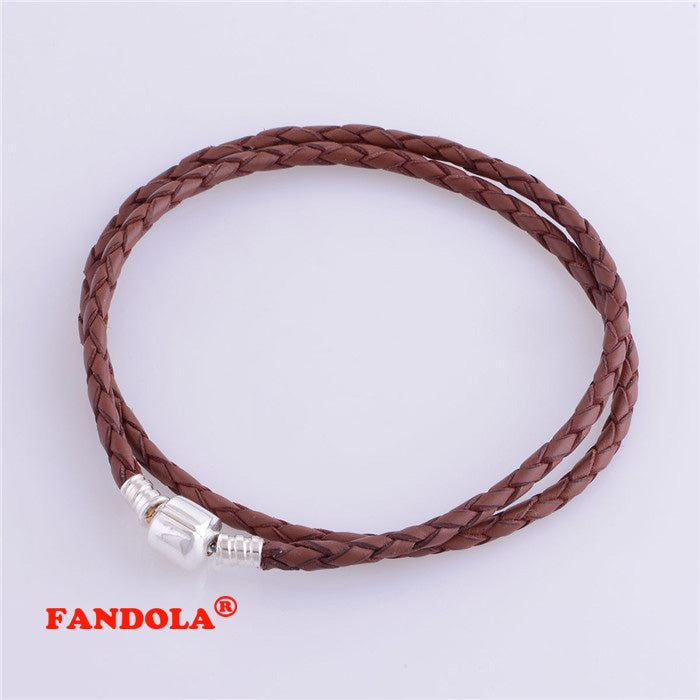 Burgendy Leather Bracelets 925 Sterling Silver Jewelry