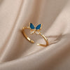 Butterfly Bamboo Rings For Women Open Adjustable Stainless Steel Gold Color Finger Ring 2023 Trend Couple Jewelry anillos mujer
