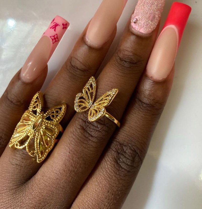 Butterfly Cubic Zirconia Rings for Women Adjustable  Female Finger Ring 2023 Trendy Korean Aesthetic Jewerly Gift