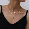 Butterfly Multilayer Key Lock Pendant Necklace  Retro Geometric Gold&Silver Color Layered Collar Necklace Jewelry Gift