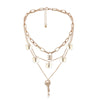 Butterfly Multilayer Key Lock Pendant Necklace  Retro Geometric Gold&Silver Color Layered Collar Necklace Jewelry Gift