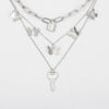 Butterfly Multilayer Key Lock Pendant Necklace  Retro Geometric Gold&Silver Color Layered Collar Necklace Jewelry Gift