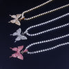 Butterfly Necklace Choker Hip-pop Pendant Crystal Choker Chain Rhinestone Clavicle Chain Necklaces For Women Jewelry