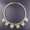 Butterfly big charm chokers necklaces women jewelry 1 row tennis chain 16inch gold silver color bling hip hop rap rock design