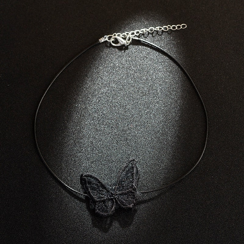 Butterfly necklace  black collar short neck elegant ornament  neck band Necklace for women clavicle jewelry