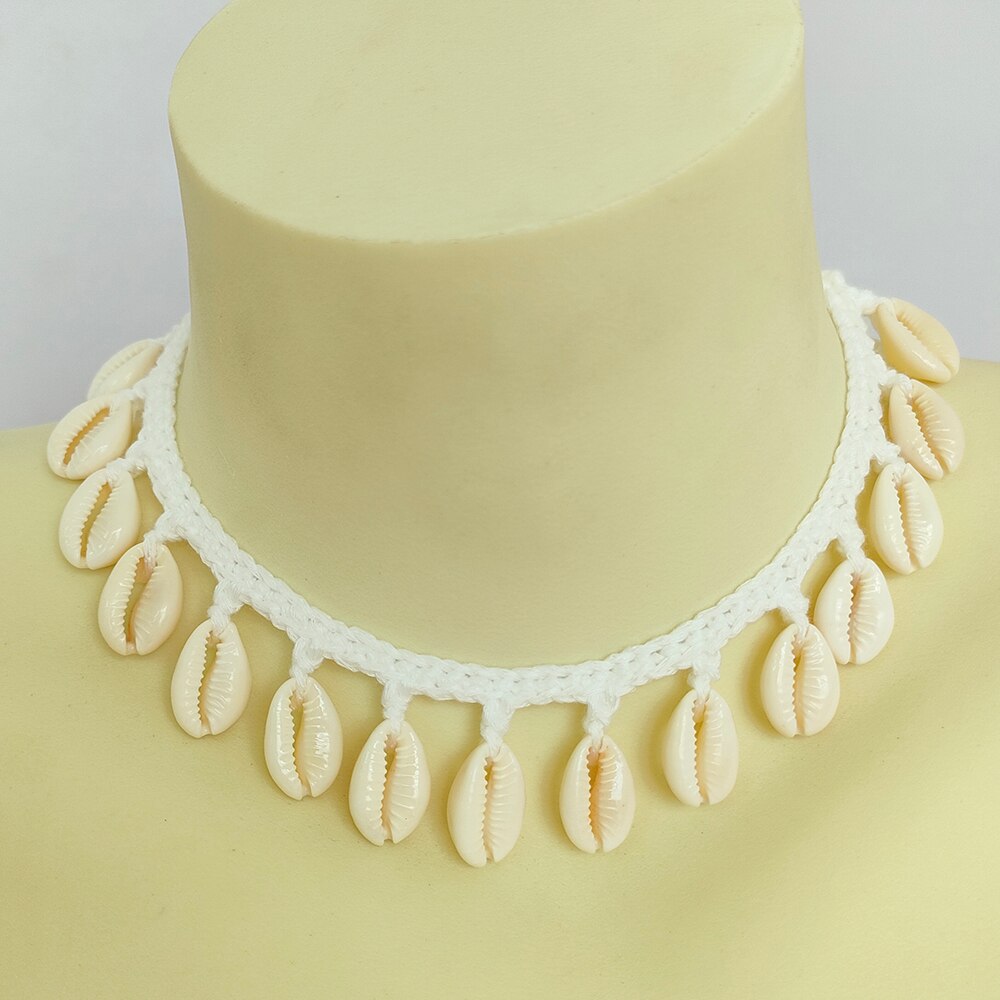 Buy 2 Get 20% Off  Simplicity Girl Seashell Choker Necklace Crochet Bohemian Beach Tassel Necklace Shell Chain For Women Pendant