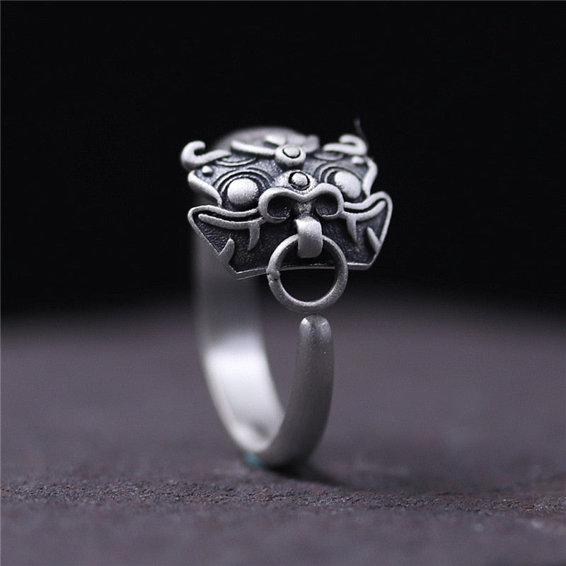 C&R 925 Sterling Silver Rings for Women Vintage Dogz Men and women sacred animal ring Fine Jewelry Size 6-9 Adjustable