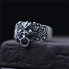C&R 999 pure Sterling Silver Rings for Women men Sculpture guardian animal silver ring adjustable Fine Jewelry