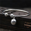 C&R Real 925 Sterling Silver bangles Beads Polishing Thai Silver bracelets&bangles Simple Women Fine Jewelry Adjustable